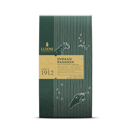LUXMI Estates Indian Passion Green Tea 25 Tea Bags (50G) Pack|USDA Certified Organic Darjeeling Green|Low Caffeine