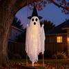 Decorative Ghost for Front Porch Luminous Halloween Hanging Swing with Witch Hat, Remote-controlled Adjustable Creepy Ornaments Brightness,
