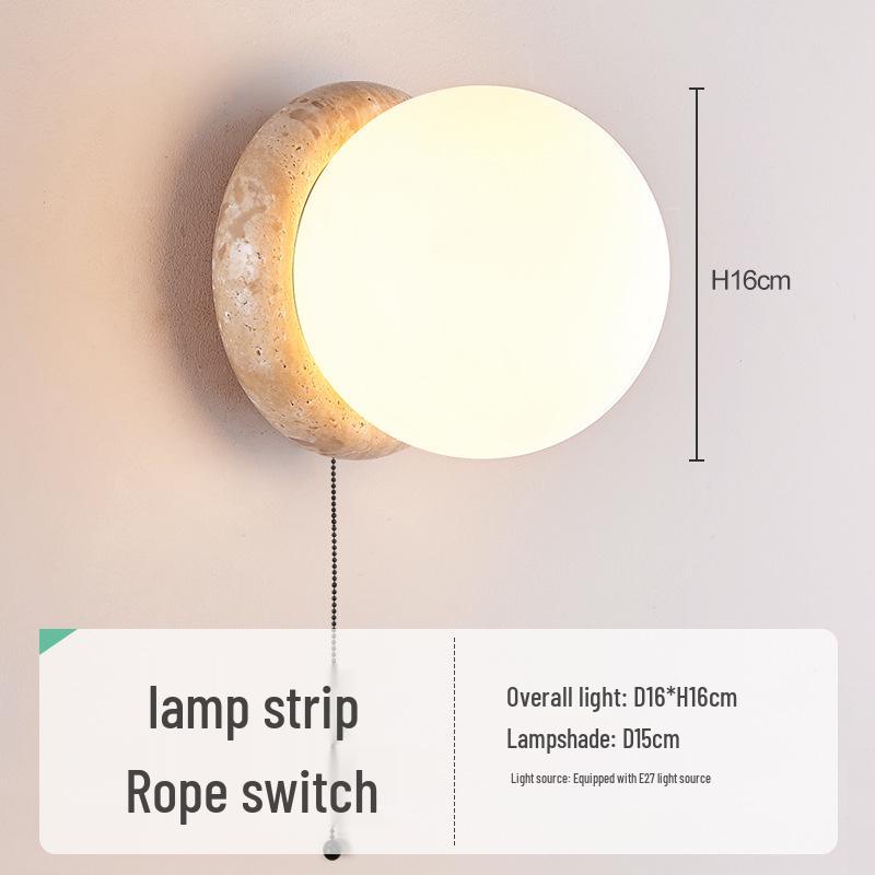 Желтый травертиновый настенный светильник в стиле ваби-саби для спальни, внутреннего двора или балкона - Водонепроницаемый уличный светильник.