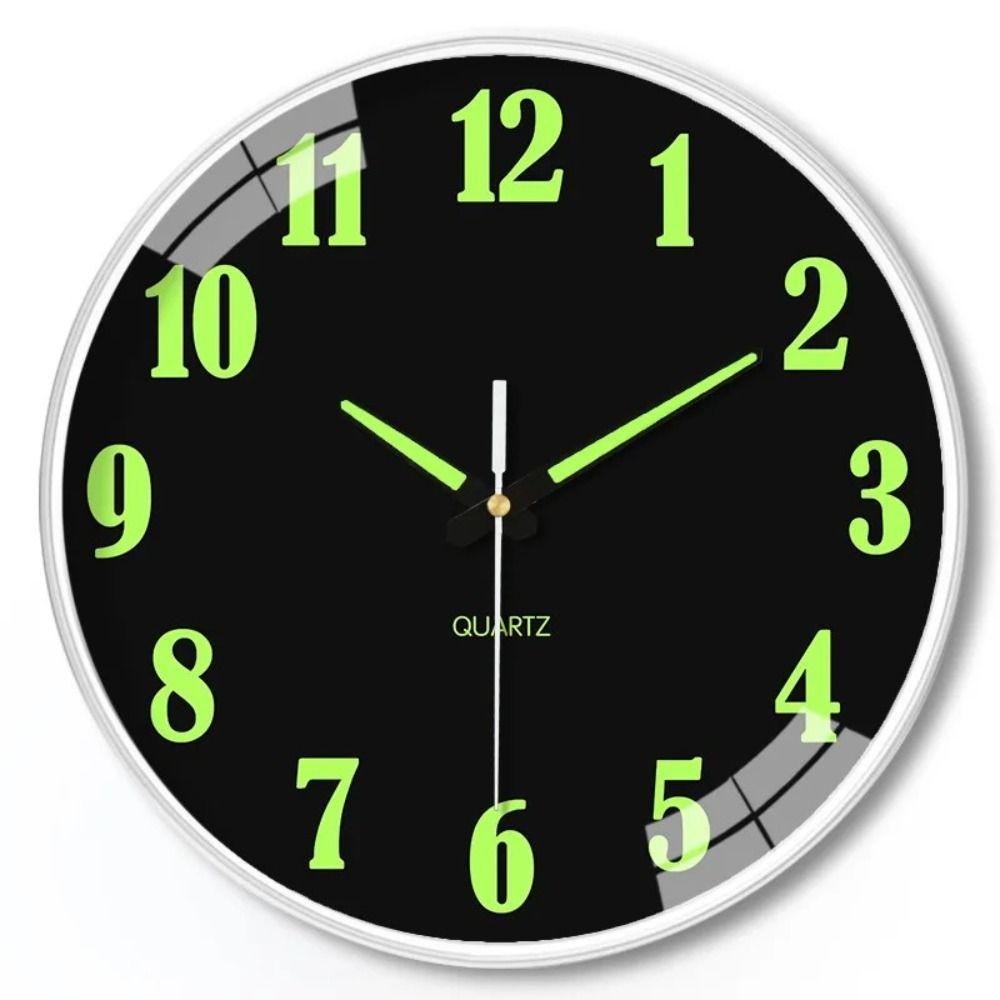 Round Luminous Wall Clock Silent Digital Clock Light Glow In The Dark Quartz Wall Clock Home