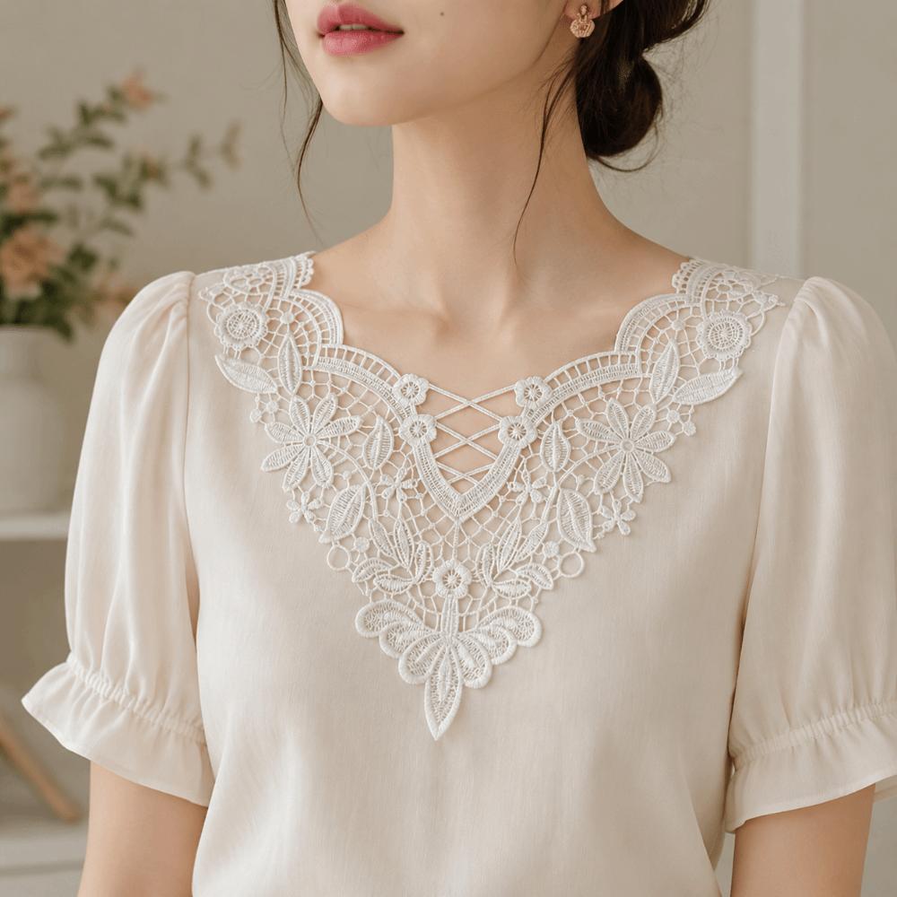 Handmade Embroidered Flower Collar Elegant Hollow Out Trim DIY Sewing Supplies