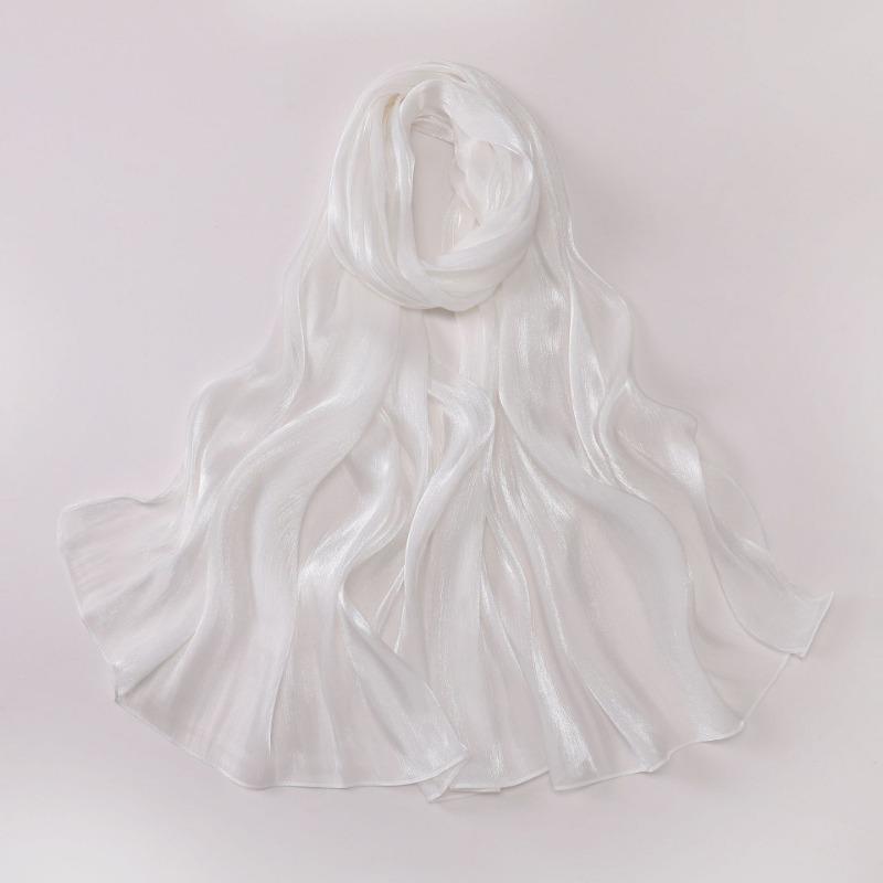 Solid Color Island Silk Crepe Long Scarf Ethnic Minority Women Headscarf