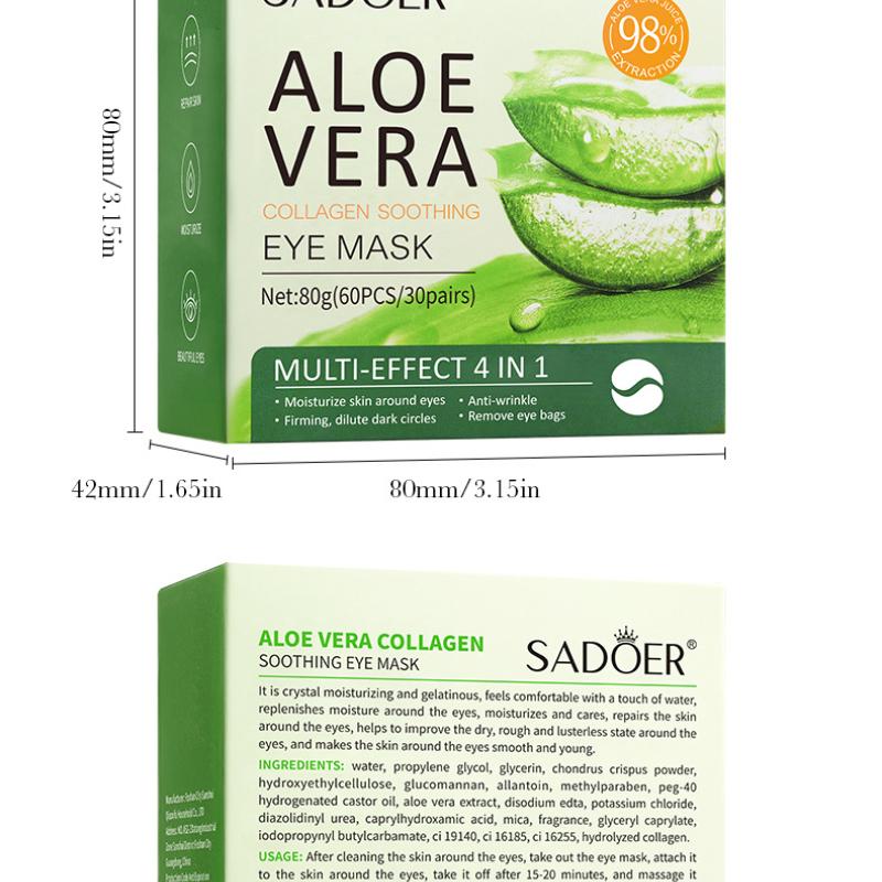 Маска для глаз с алоэ вера SADOER Collagen Улучшает темные круги под глазами Мешки под глазами