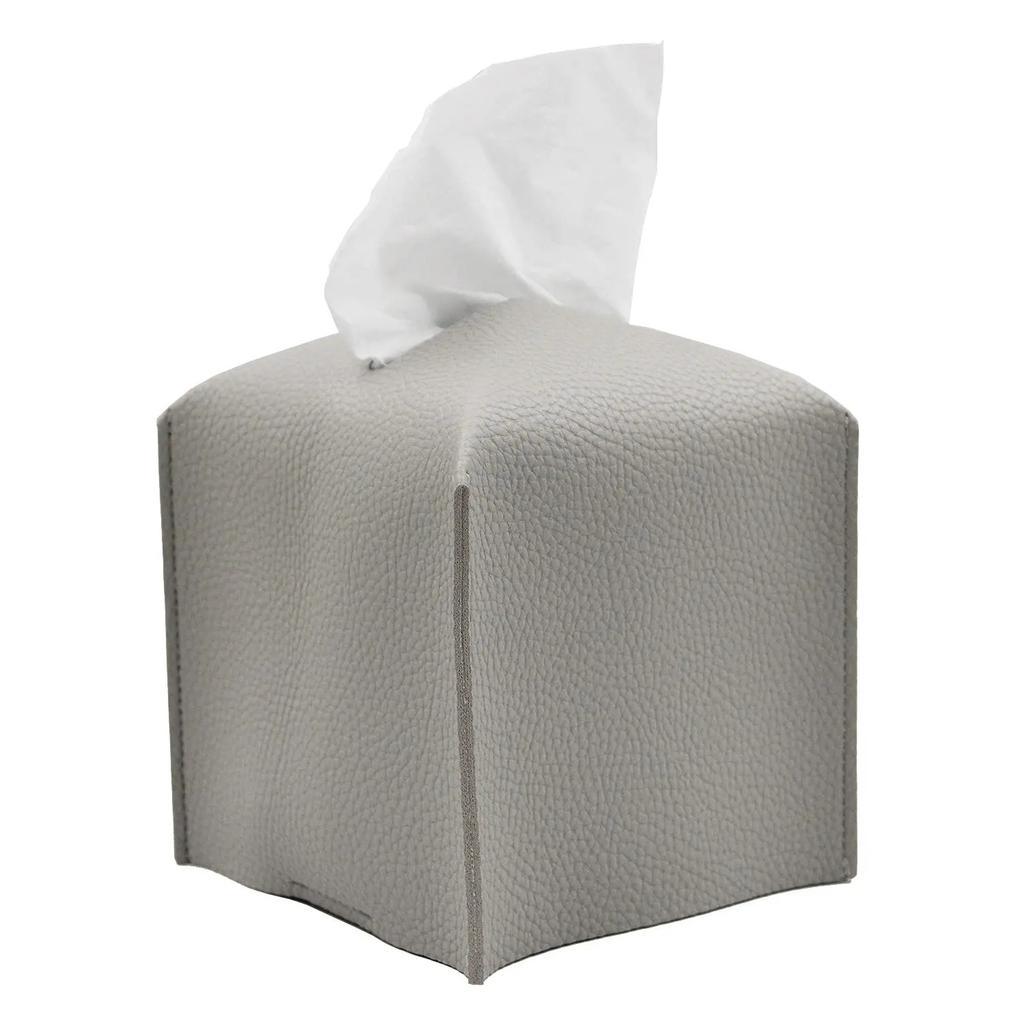 Квадратный декоративный держатель для салфеток из искусственной кожи, современный держатель для салфеток, органайзер для косметической бумаги, диспенсер для ванной комнаты 5X5X5''