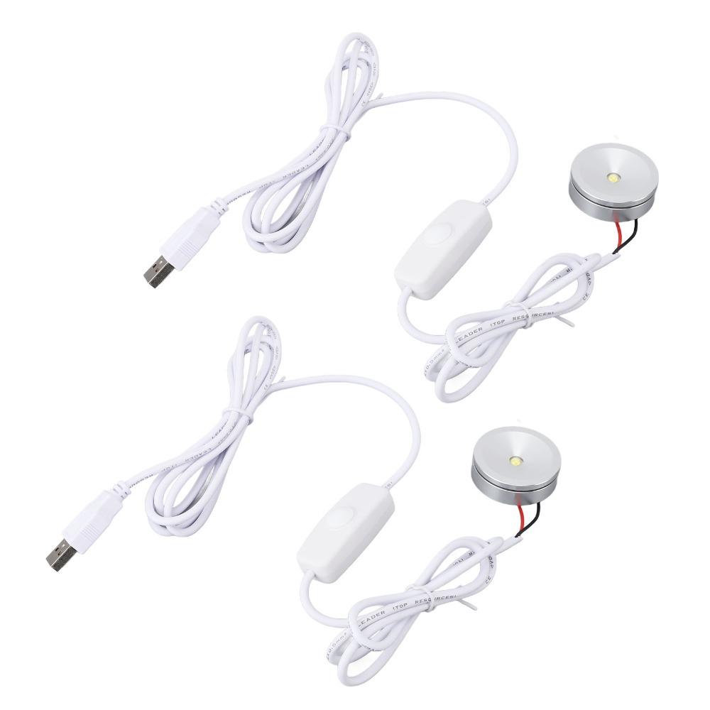 2pcs 6.6ft Cable USB Mini Spotlights 5V Small Spot Lights LED Spotlights Display Cabinets