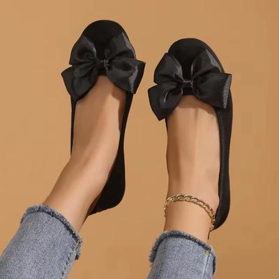 Женские балетки Уличные повседневные балетки 2025 Горячая распродажа Обувь Женская Базовая Женская С бантом Круглый носок Слипоны Мягкая подошва Женская обувь