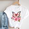 (Азиатский размер) Женская футболка с цветочным принтом, акварелью и бабочкой, милая женская футболка, повседневная модная футболка с коротким рукавом, женские футболки с графикой