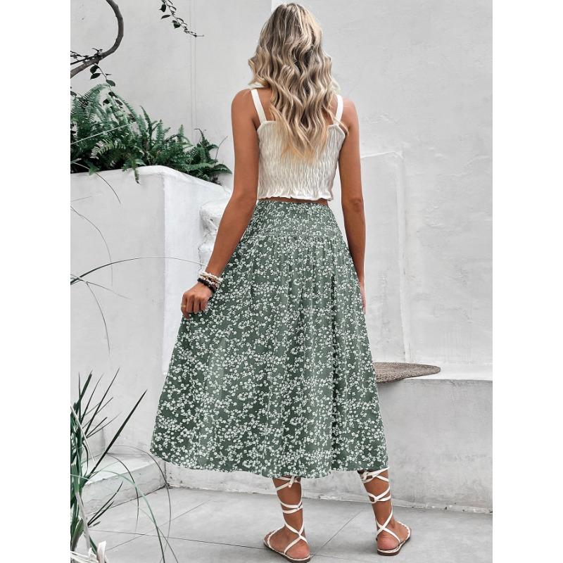 Женские повседневные юбки с цветочным принтом на лето и весну