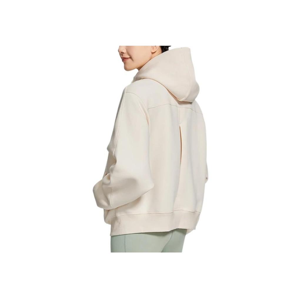 Li Ning Training Series однотонная спортивная толстовка с длинным рукавом и капюшоном женская толстовка ванильно-белая AWDSG86-3