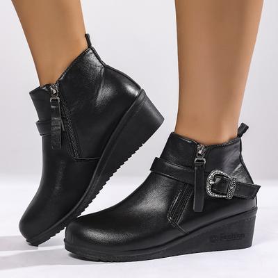 Модные женские ботинки 2025 Новый тренд Роскошная обувь для женщин Однотонные Ботинки с круглым носком Удобные ботинки Женские Ретро мода Зимние ботильоны