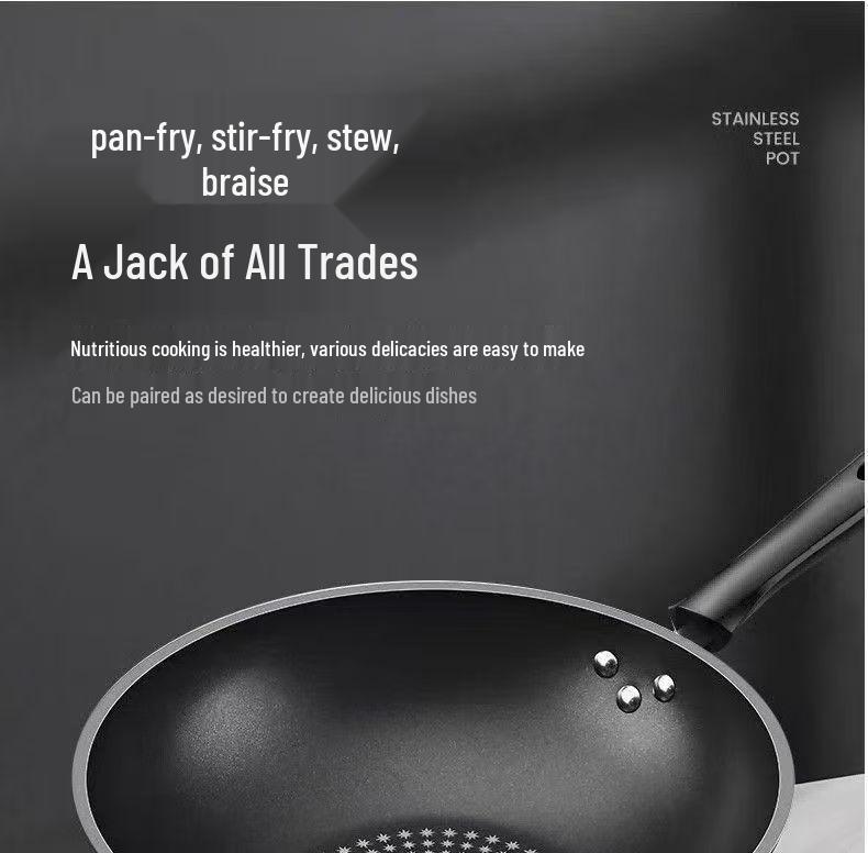 German Crystal Diamond Non-Stick Wok: Oil-Free, Smoke-Free, Induction & Gas Compatible Iron Cookware