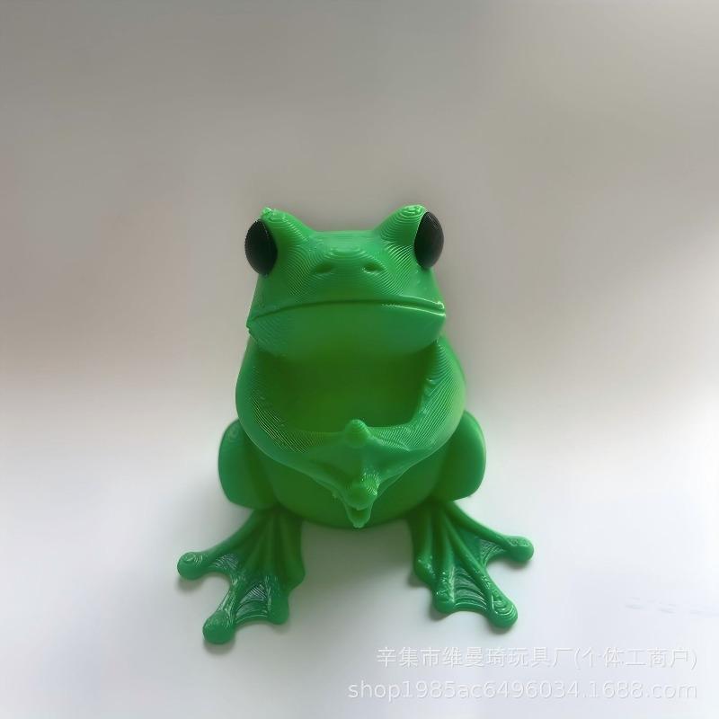Милый Зеленый Лягушонок Настольный Органайзер 3D Печать Подставка для Ручек Новинка для Дома и Офиса Коробка для Хранения Канцелярских Принадлежностей