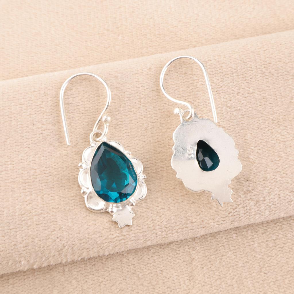 Апатит Ювелирные изделия из серебра ручной работы, Серьги из стерлингового серебра 925 пробы, Красивые ювелирные изделия с драгоценными камнями ручной работы, Серьги с апатитом для нее