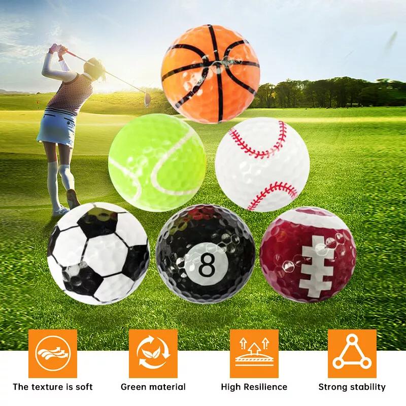 6pcs Golf Balls Golf Basketball Tabletennis Pattern Novelty Practice Golf Balls Golf Training Indoor Practice