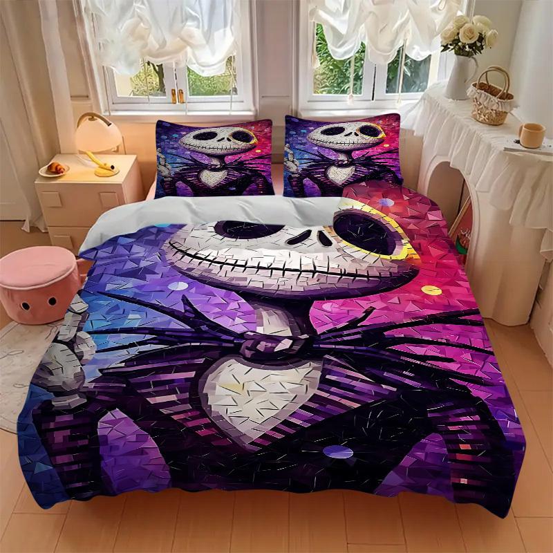 3pcs set Nightmare Before Christmas Jack Skellington1pc of quilt cover+2pcs of pillowcase, no core, print bedding, All Seasons Bedroom Setting062