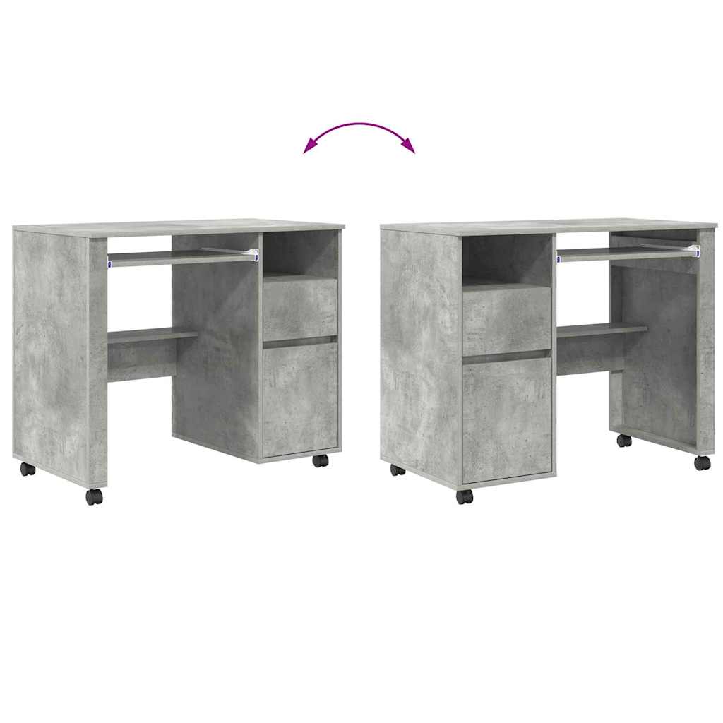 Rolling Desk Concrete Grey 91 x 50 x 77 cm Particleboard