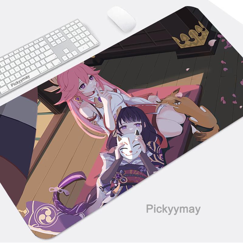 Коврик для мыши игровые аксессуары коврик для мыши Yae Miko компьютер ноутбук ПК геймер Mause Genshin Impact большая аниме-клавиатура настольный ковер
