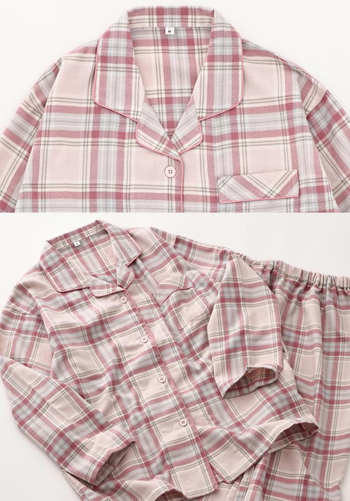 Женская фланелевая пижама Kaitak Family с кашемировым прикосновением, с длинным рукавом, в клетку, весна, осень, зима (L, Розовый)