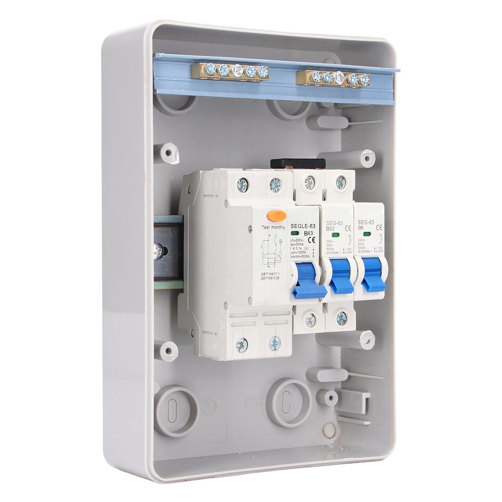 Распределительная коробка 2-полюсная 230 В Стандарт ЕС Водонепроницаемая 2 АВТОМАТИЧЕСКИХ ВЫКЛЮЧАТЕЛЯ (Б6А+Б32А) RCD (63А 1P+N) B-брейкер