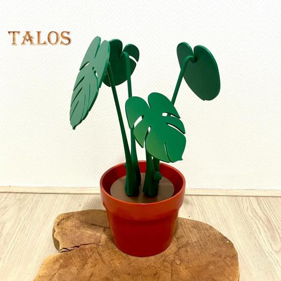 4Pcs 3D Printed Coaster Set Monstera Leaf Design Magnetic Base Plant Home Decor Green Leaf Drink Coasters for Table Protection