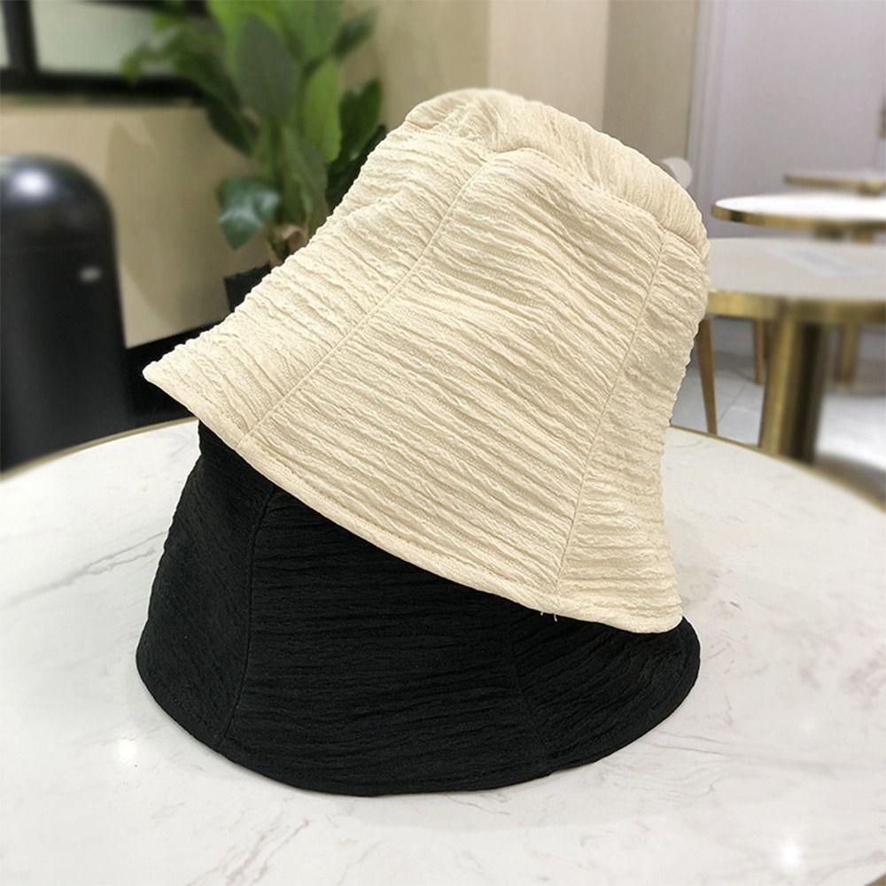 Solid Color Bucket Hat Chiffon Fabric Basin Cap Japanese-Style Fisherman Hat Summer