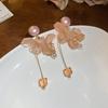Серьги-кисточки с цветком из смолы 'Серебряная игла': Винтажные, Универсальные, Модные украшения класса люкс для женщин