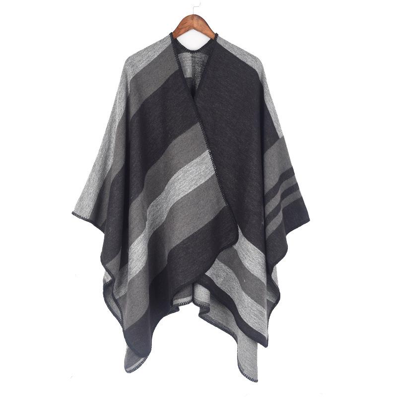 Women’s Color Block Cashmere Feel Shawl Wrap Open Front Casual Warm Poncho Cape Oversized Sweaters Soft Cardigan Versatile Shawls for Fall Winter