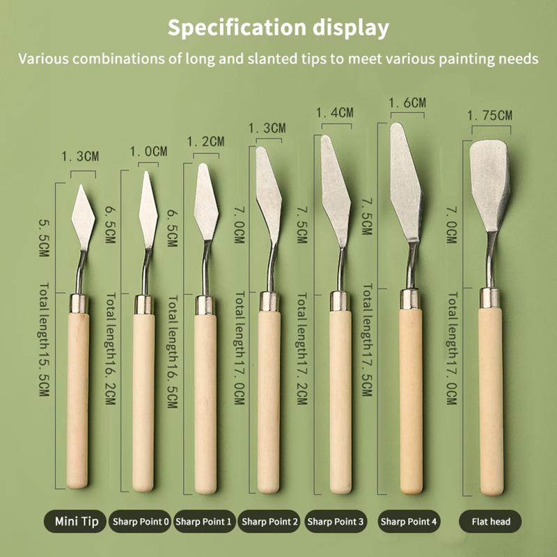 7 шт./компл., ножи для рисования маслом из нержавеющей стали, ремесла художника, шпатель, мастихин, картина маслом, нож для смешивания, скребок, художественные инструменты