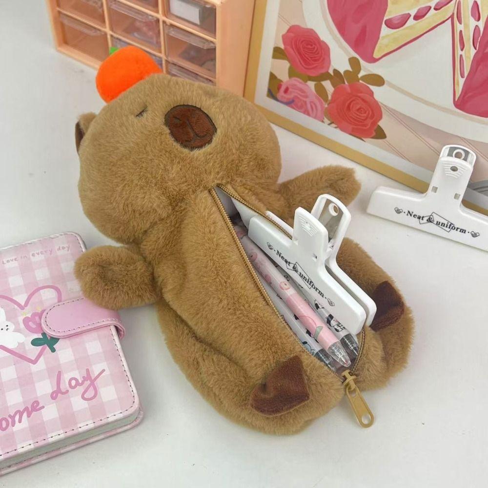 Животное Кукла Мультяшная Капибара Плюшевая Кукла Молния Капибара Плюшевый Пенал Сумка Студент