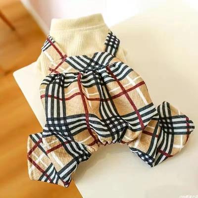 Клетчатая кошачья одежда собачья зимняя одежда четвероногая питомец тедди юбка осень зима маленькая собака пара тонкий вельвет
