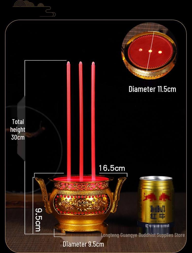 Red LED Battery-Operated Candle for Buddha Offering and God of Wealth Ornament