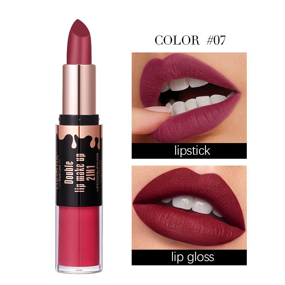 Двухкомпонентная матовая помада для губ с антипригарным покрытием Cup Velvet Mist Lip Glaze 2-в-1 водостойкий стойкий увлажняющий блеск для губ