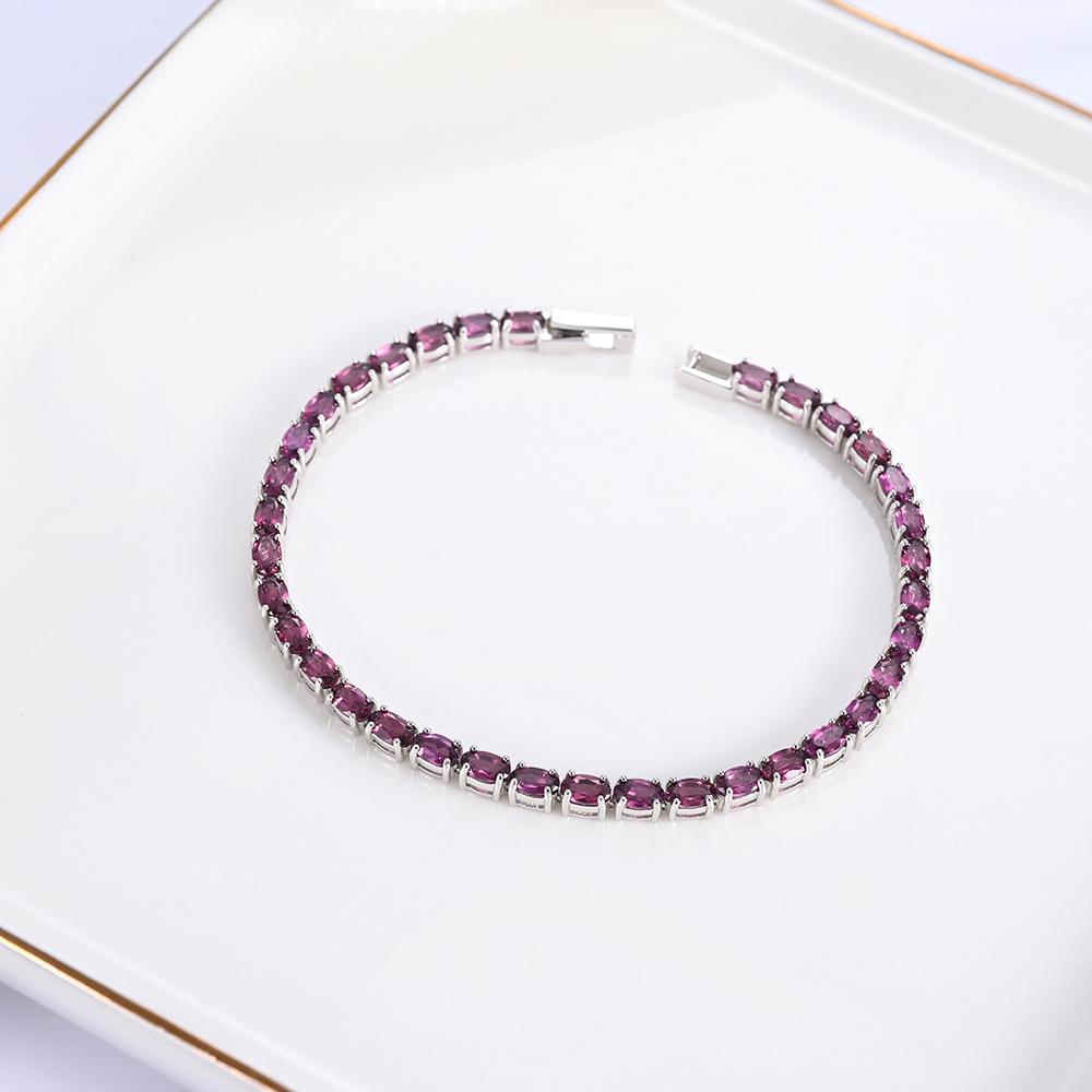 Элегантный теннисный серебряный браслет для женщин, натуральный родолитовый гранат, январский камень, роскошные ювелирные изделия, подарок на день рождения для вечеринки