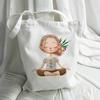 New Fashion Women Shopping Bag Ladies Canvas Cartoon Girl Printed Totes Beach Bags Girls School Bags
