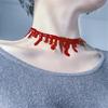 Party Dress Ball Punk Rock Deathrock Blood Red Stitch Choker Necklace MIT