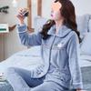 Женский флисовый комплект пижамы большого размера из двух частей для осени и зимы