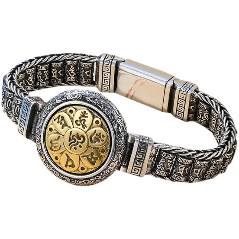 Вращающийся браслет с мантрой из шести символов Лулу Тонг, вращающееся колесо, браслет-трубка для сутр, мужской модный аксессуар.