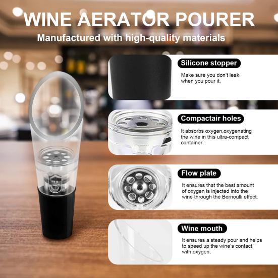 4 шт./набор Открывалка для бутылок 4-в-1 Насос для воздуха Открыватель под давлением Нож для фольги Надувной дозатор Вакуумная пробка Винные аксессуары