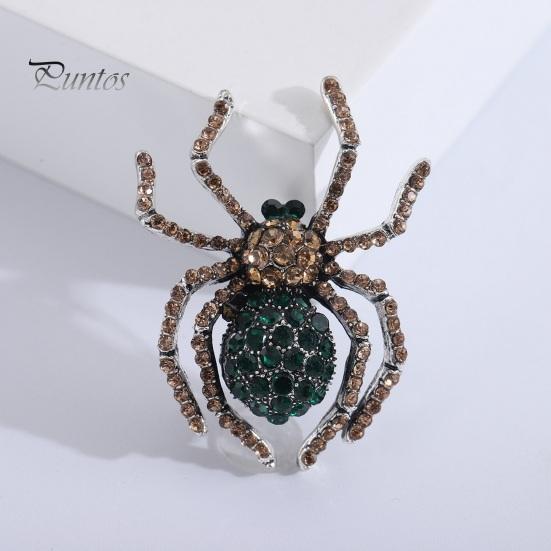 Брошь-паук, блестящий декор со стразами, реалистичная форма паука, украшение для воротника одежды, антикоррозийный сплав, легкая одежда, ювелирные изделия, женский подарок