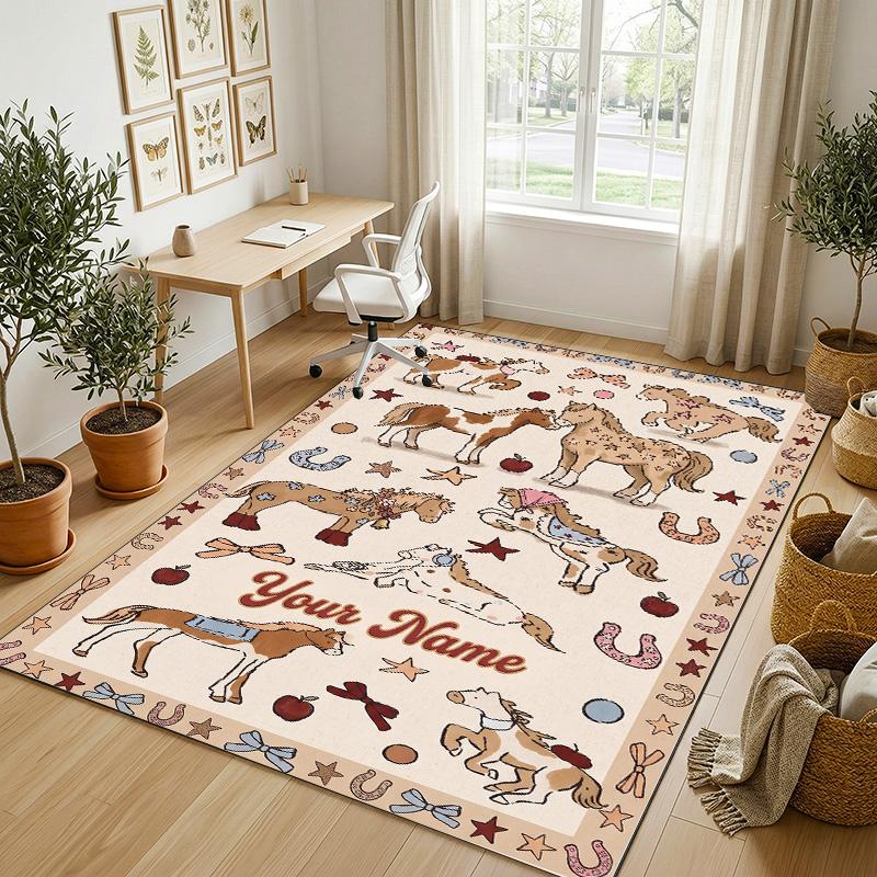 Decorative Artwork Theme Crystal Velvet Rug Personalized Custom Name Text Soft Floor Mat Home Decor