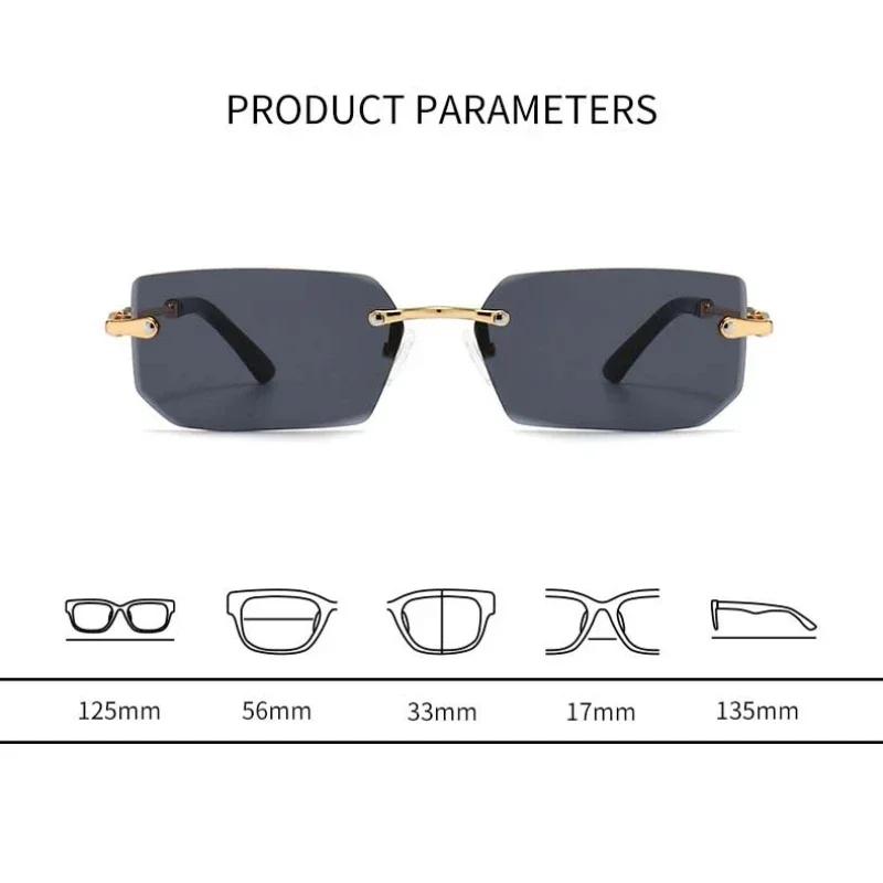 Fashion Rimless Sunglasses for Men Women UV Protection Multi Color Glasses Outdoor Driving Travel Accessories