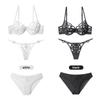 TERMEZY New Thin Lace Underwear Women Bralette Push Up Brassiere Sexy Hollow Out Bra Set French Lingerie Female Bra and Panty Set