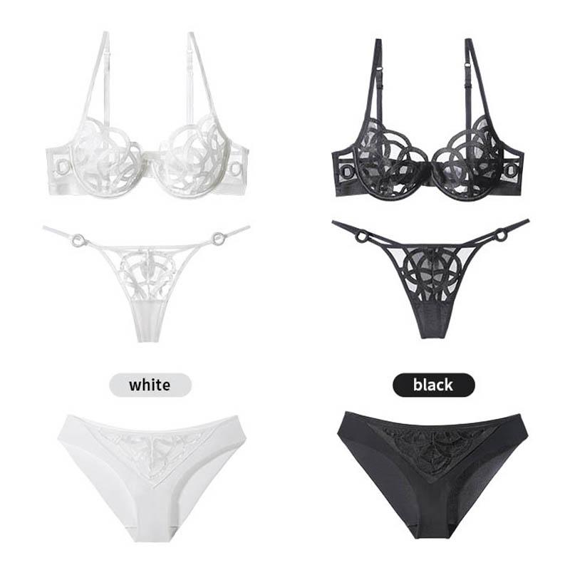 TERMEZY New Thin Lace Underwear Women Bralette Push Up Brassiere Sexy Hollow Out Bra Set French Lingerie Female Bra and Panty Set