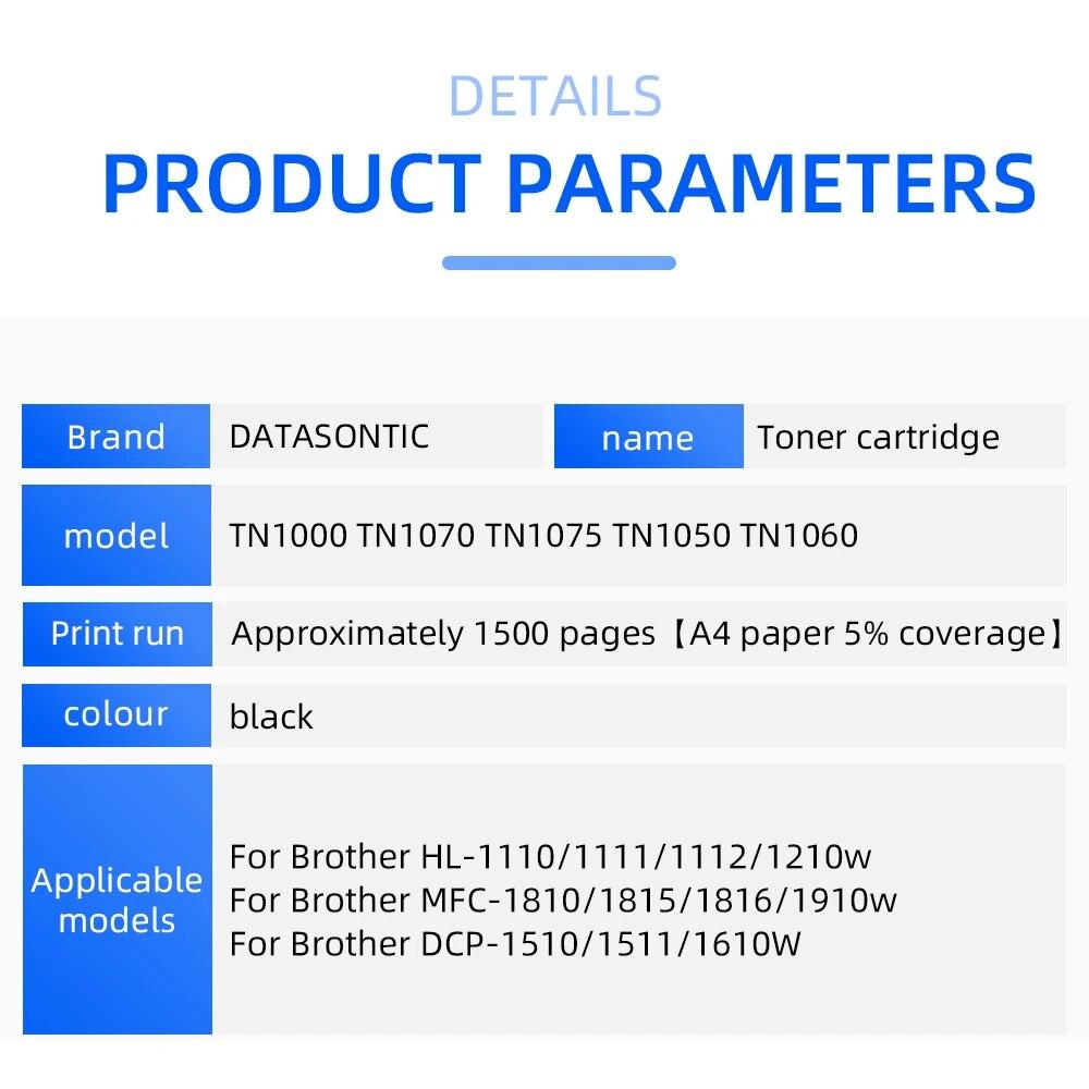 Совместимый картридж TN1000 TN1050 TN1030 TN1060 TN1070 TN1075 для принтера Brother HL-1110 TN-1111 TN1112 1210w тонер-картридж
