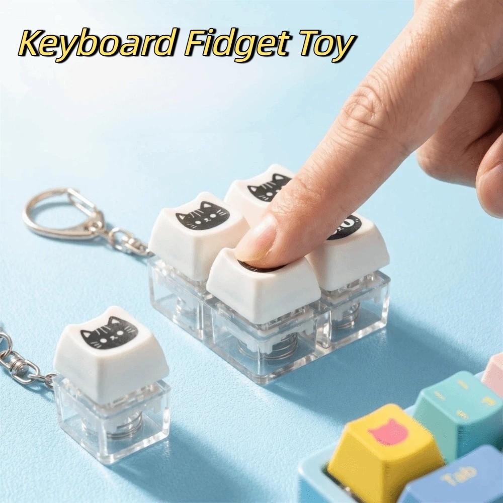 with Metal Buckle Black Cat Keyboard Key Chain Crispy Rebound Voice Keyboard Fidget Toy Student