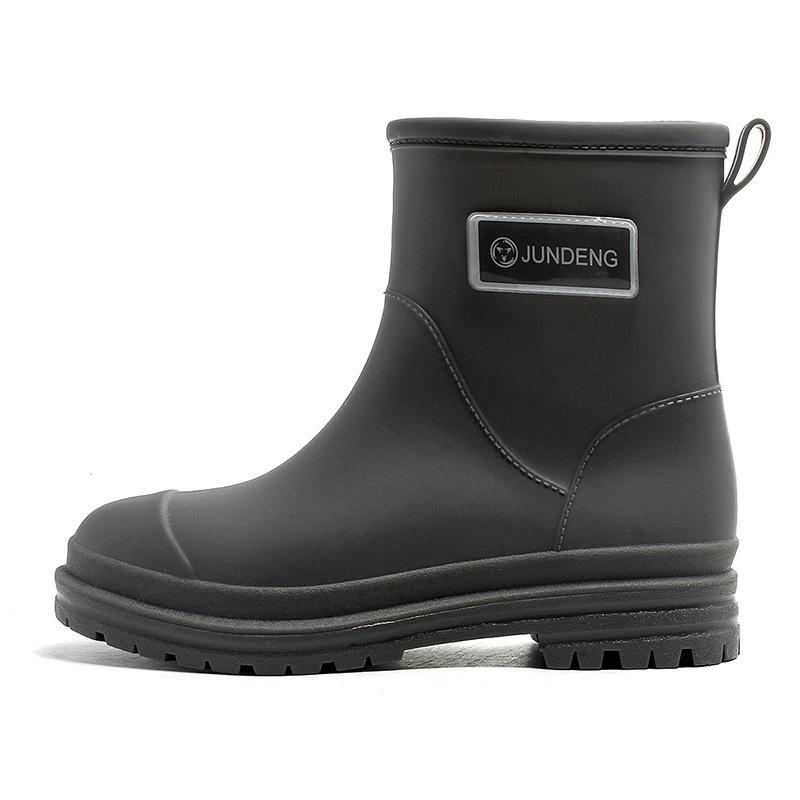 Модные универсальные женские резиновые сапоги средней высоты, водонепроницаемые и бархатные теплые резиновые сапоги для взрослых, кухонные нескользящие рабочие резиновые сапоги