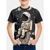 Korean Children's Clothes Cartoon Space Astronaut 2024 Kids Spring Clothes Short Sleeve T-shirt for a Boy Top Shirts Tops Child