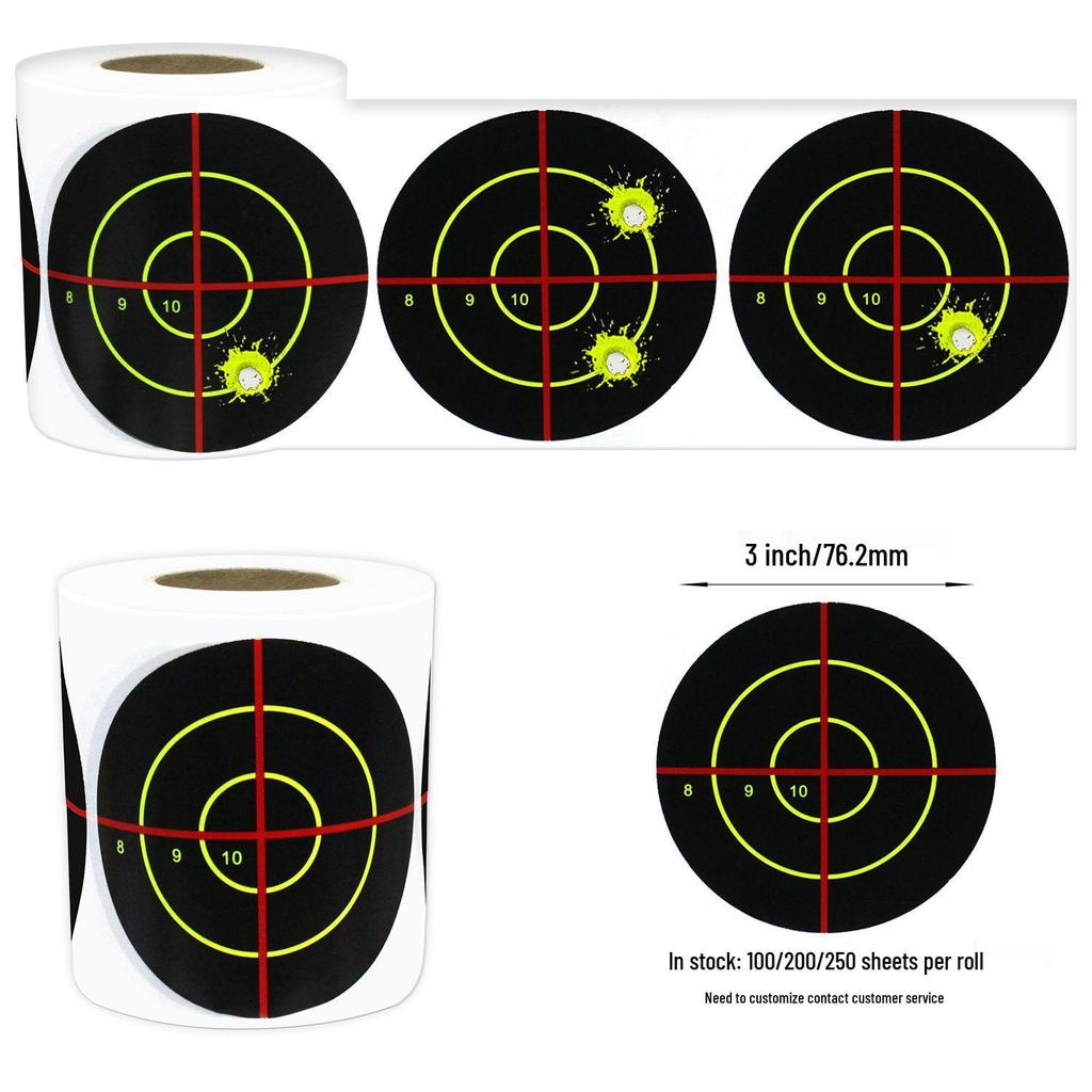 3-Inch Fluorescent Yellow Splatter Target Stickers for Shooting Practice