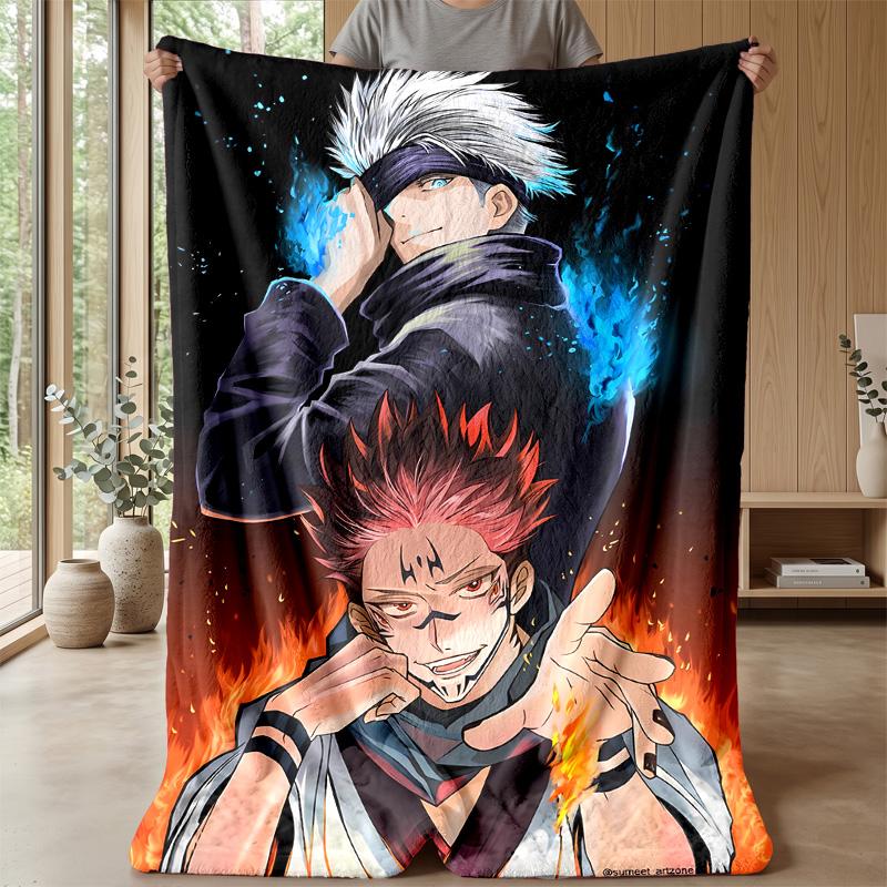 Jujutsu KaisenPrinted Flannel Blanket Cozy Skin-Friendly Warm Throw for Couch Bed Indoor Daily Use
