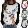 Women's Fashion Leisure Christmas Print  Long Sleeve Pullover Top